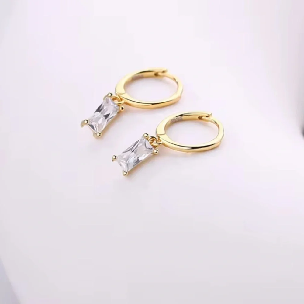 Elegant Gold Hoop Earrings with Clear Stones,Gift box included